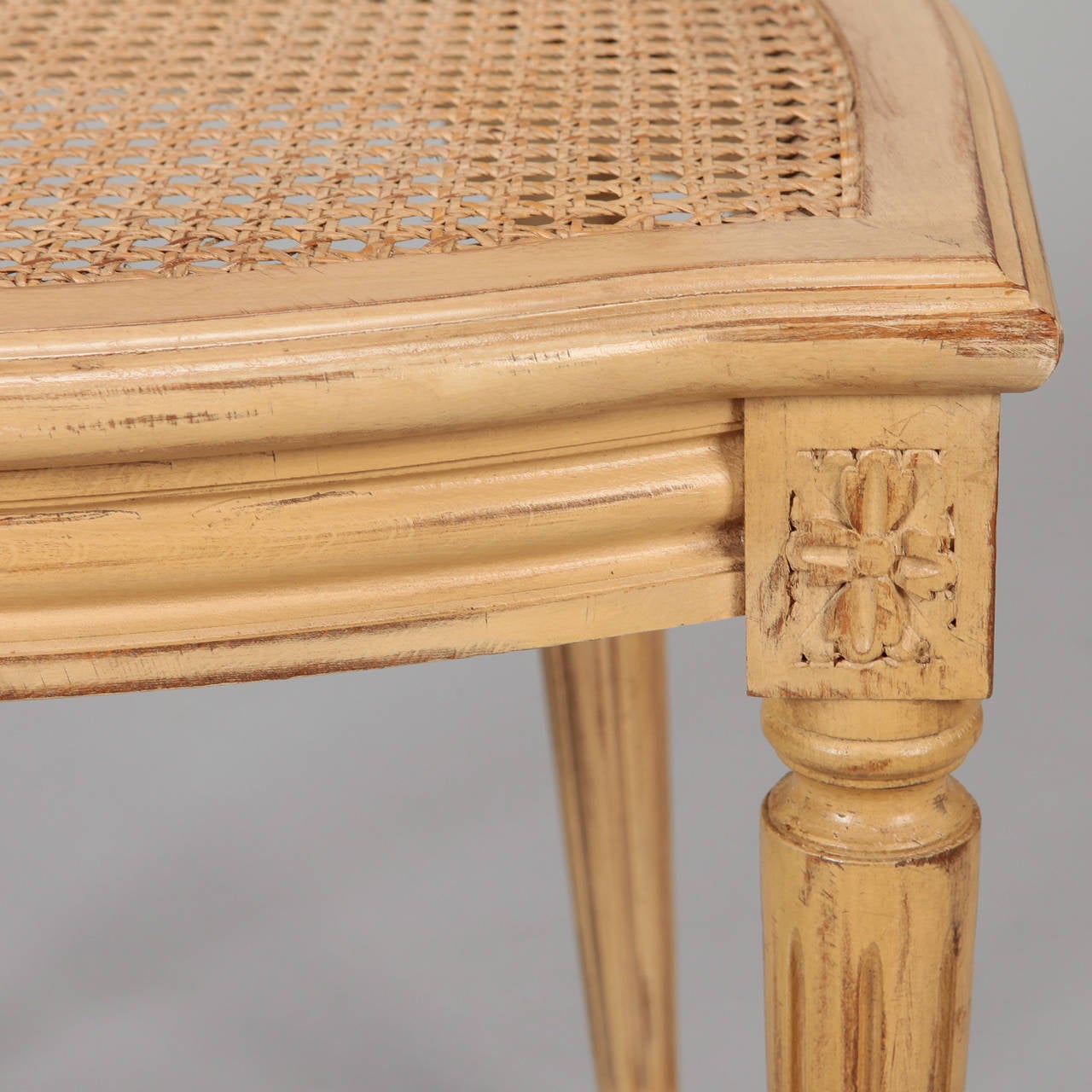 Set of Six French Painted Caned Back Chairs 3
