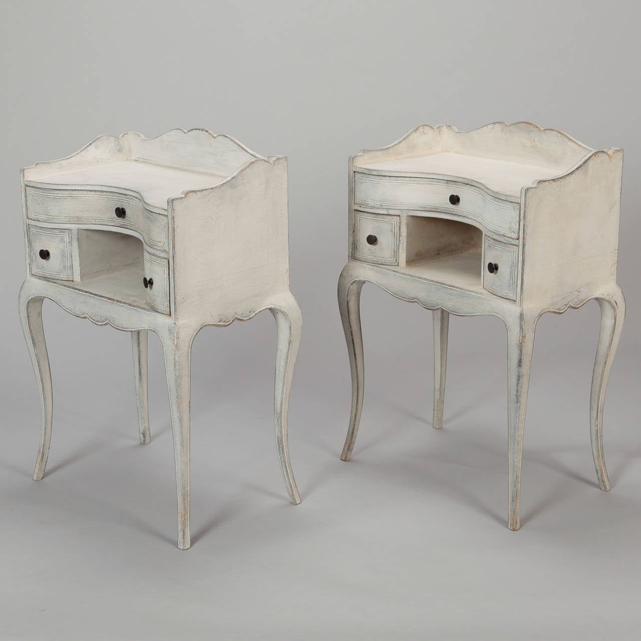 Pair of French Antique White Bedside Tables 4