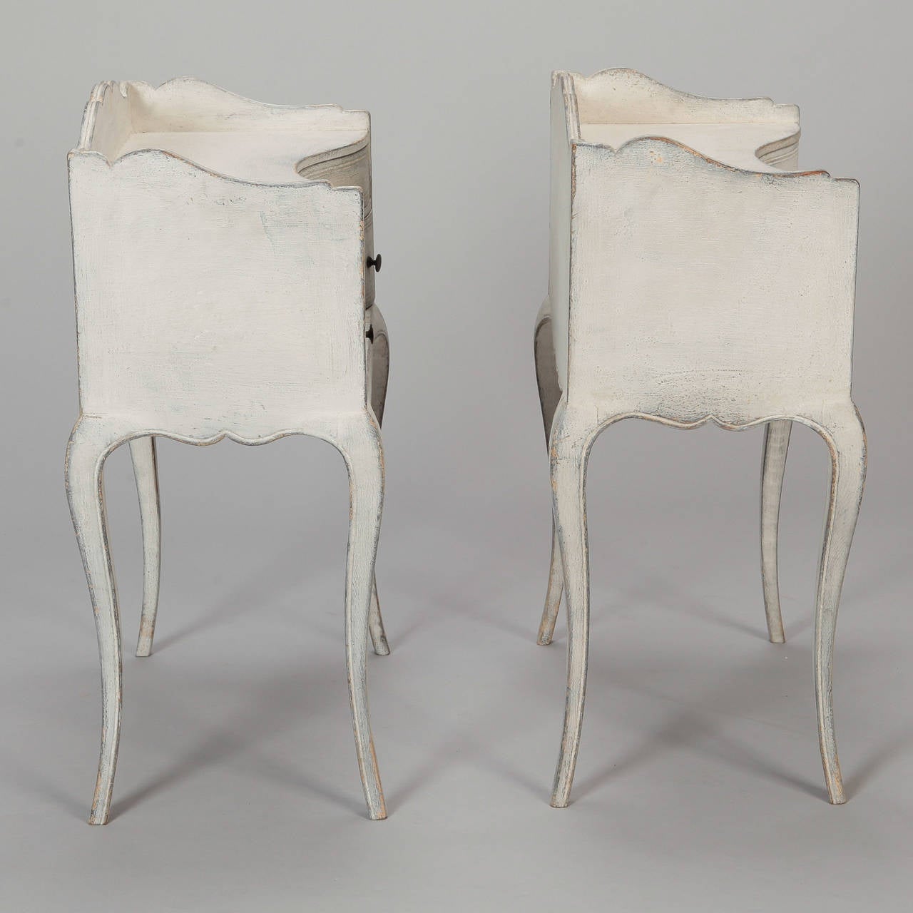 Pair of French Antique White Bedside Tables 1