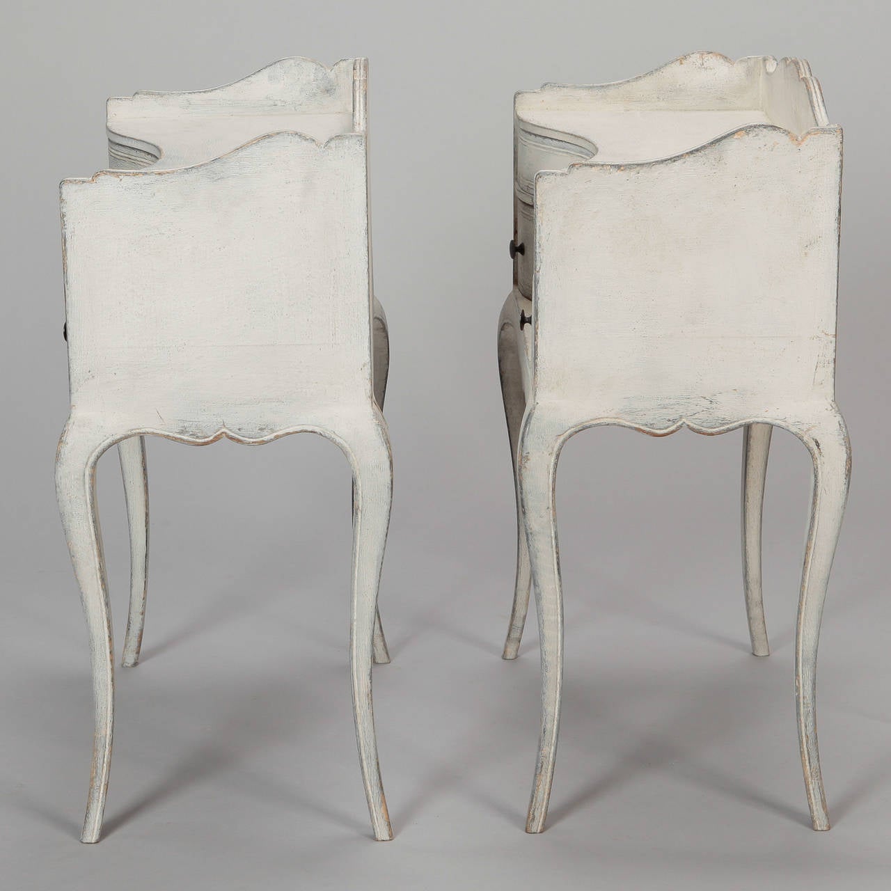 Pair of French Antique White Bedside Tables 3