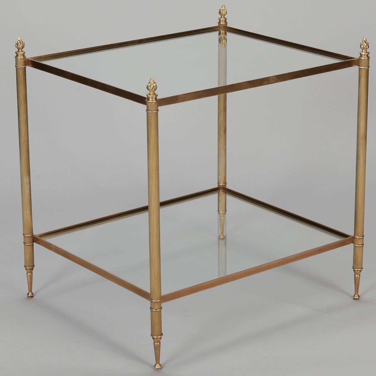 French Maison Bagues Brass and Glass Table