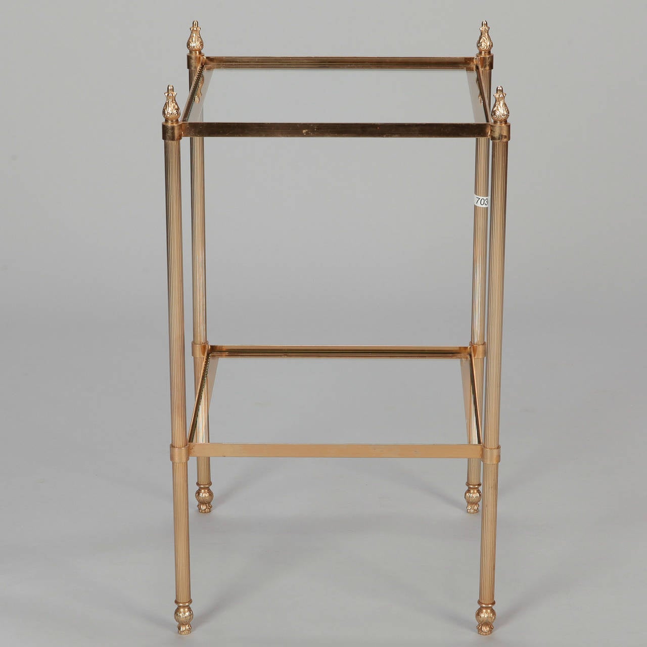 French Brass and Glass Two-Tier Midcentury Side Table