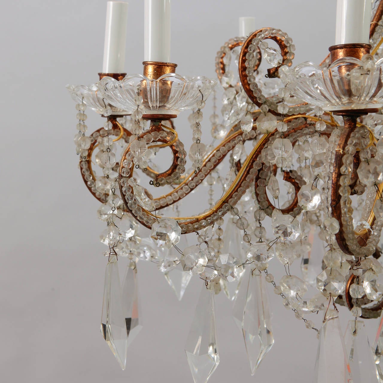 Twelve-Light Italian Crystal Chandelier with Large Drops and Lots of Beading 6