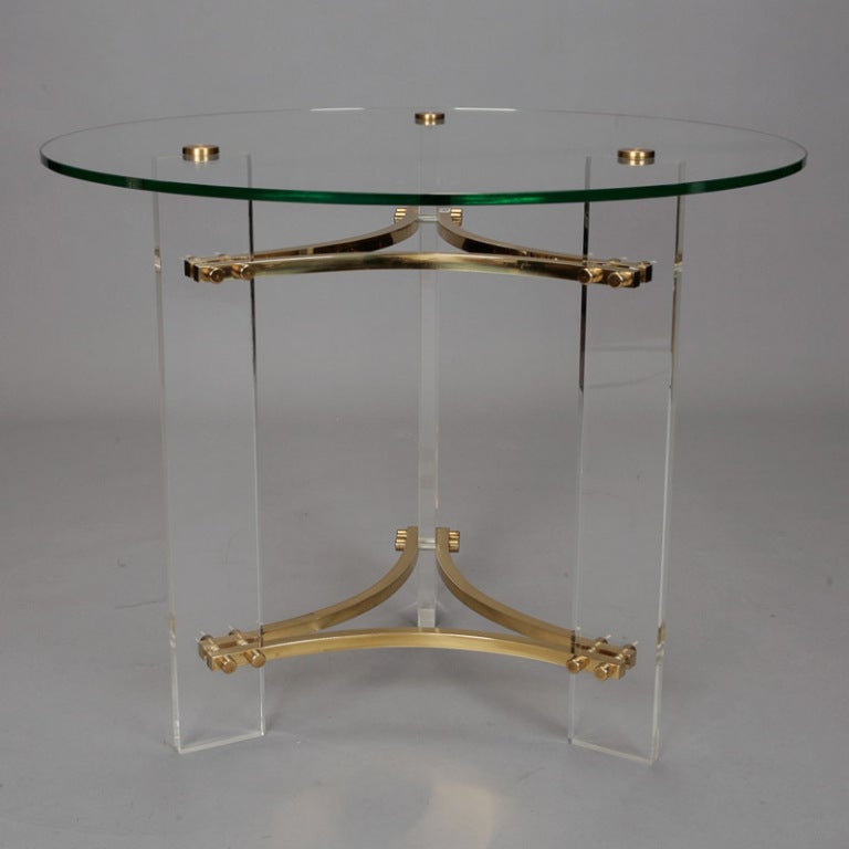 Mid-20th Century Charles Hollis Jones Side Table with Brass and Lucite Base