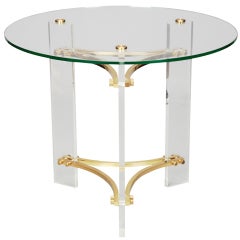 Charles Hollis Jones Side Table with Brass and Lucite Base