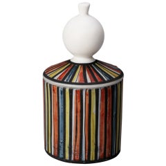 Vintage Roger Capron Vallauris Striped Ceramic Tall Covered Canister