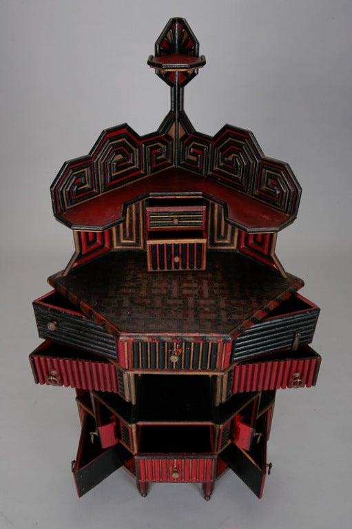 19th Century Unusual English Aesthetic Japanese Style Corner Cabinet