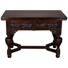 English Oak Draw Leaf Table With Ebony Inlay