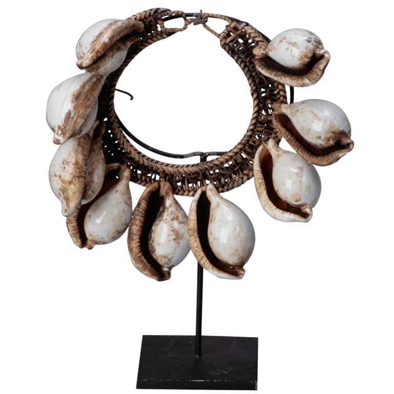 African Cowry Shell Necklace on Stand at 1stDibs | cowrie shell ...