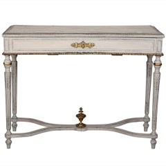 French Painted Writing Desk Console with Gilded Details