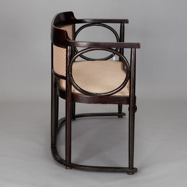 20th Century Josef Hoffmann Dark Walnut Upholstered Bench