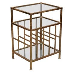Mid Century Unusual Brass Etagere With Magazine Rack