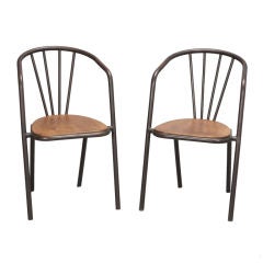 Set of Six Midcentury Metal and Wood Armchairs 8