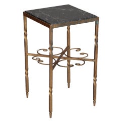 Italian Gilded Iron and Marble Square Side Table