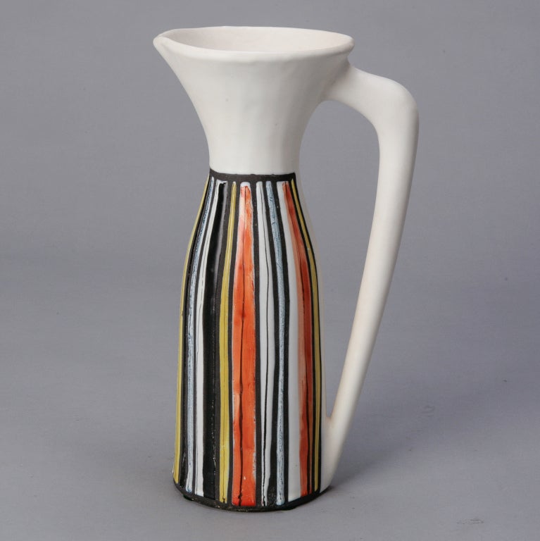 Roger Capron Vallauris Tall Striped Pitcher