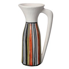 Vintage Roger Capron Vallauris Tall Striped Pitcher