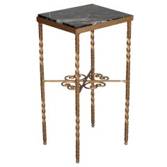 Italian Gilded Iron Side Table with Marble Top