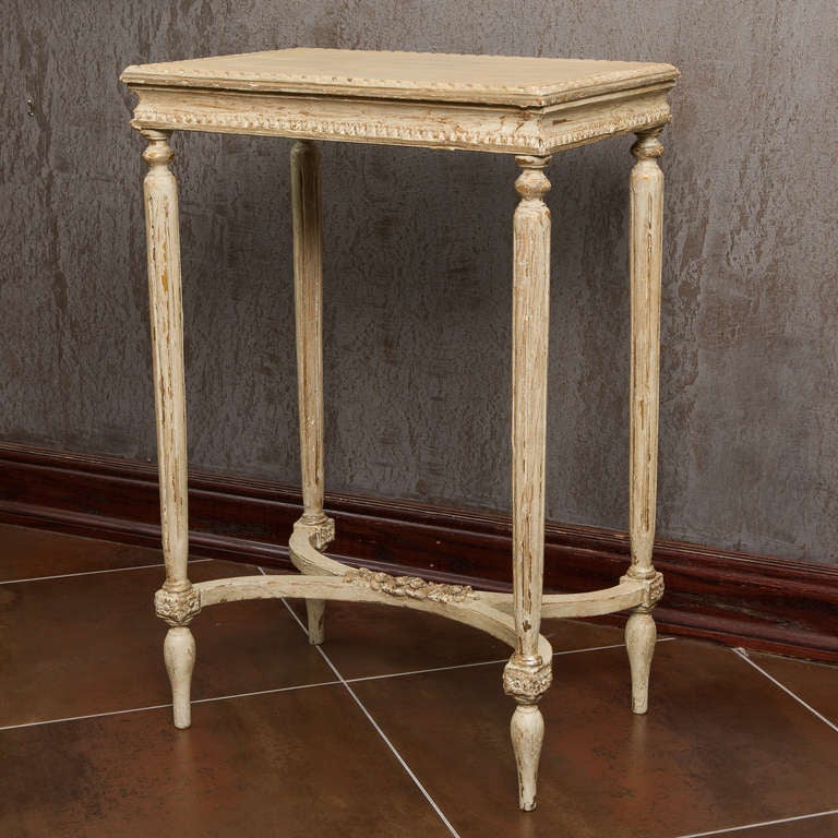 antique white french side table