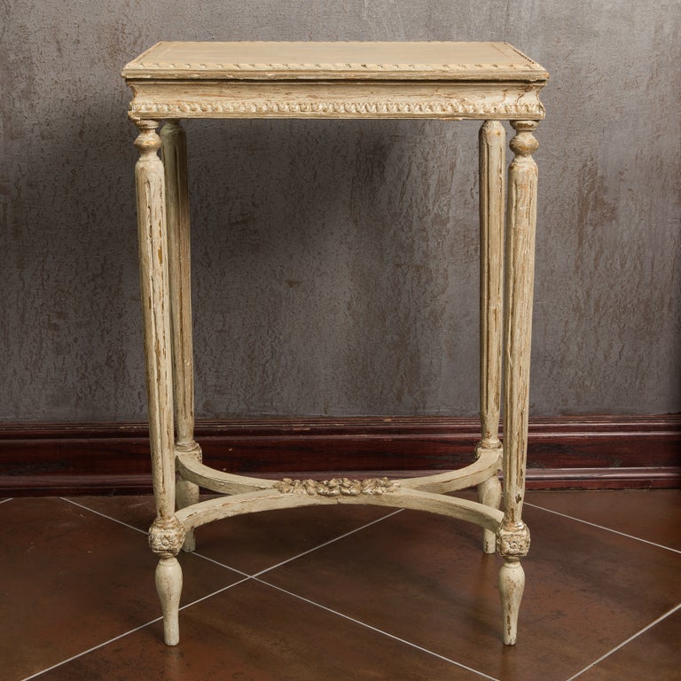 French Side Table with Antique White Painted Finish For Sale at 1stDibs