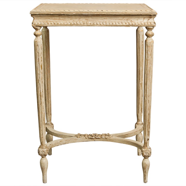 French Side Table with Antique White Painted Finish For Sale at 1stdibs