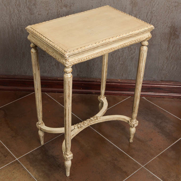 20th Century French Side Table with Antique White Painted Finish