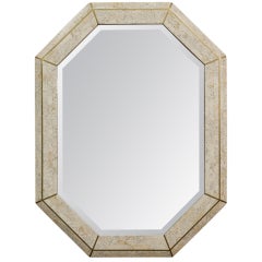 Mid Century Maitland Smith Tesselated Stone and Brass Mirror