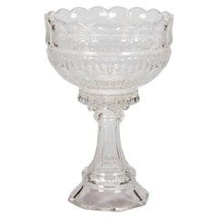 Large Hand Cut Crystal Centerpiece Bowl On Tall Base