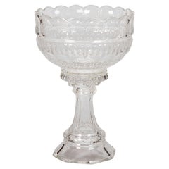 Large Hand Cut Crystal Centerpiece Bowl On Tall Base