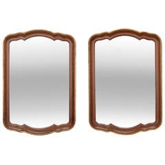 Pair of French Wood-Frame Mirrors with Gilded Edges