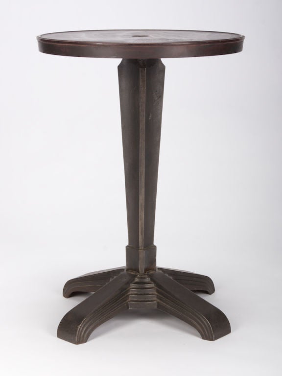 French Round Iron Industrial Art Deco Pedestal Table