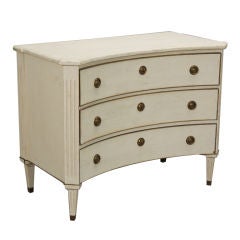 Swedish Chest with White Paint & Curved Front