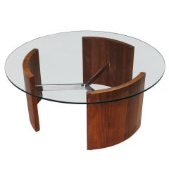 Vladimir Kagan for Selig Walnut and Chrome Cocktail Table