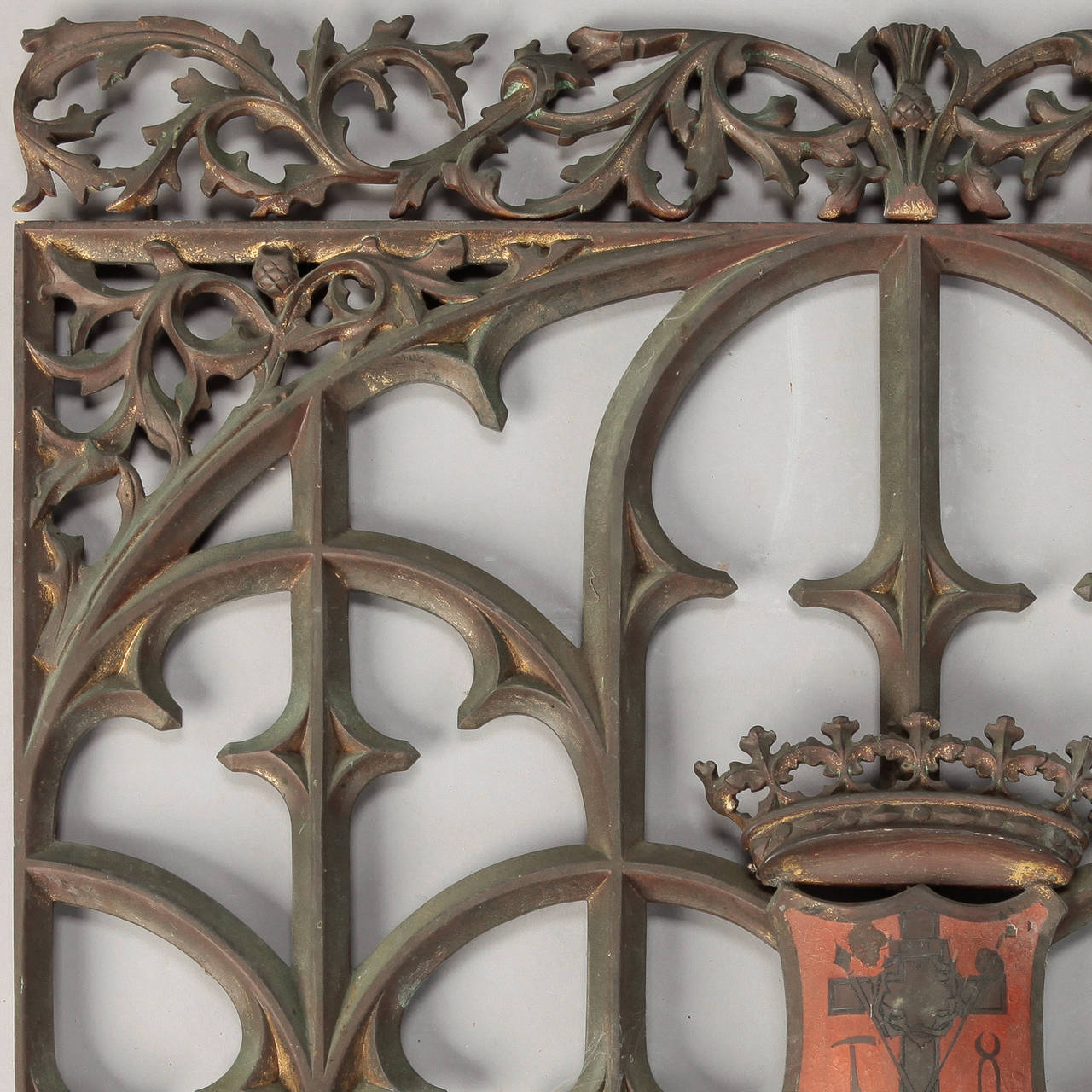 19th Century Gothic Iron and Bronze Architectural Grate In Excellent Condition In Troy, MI