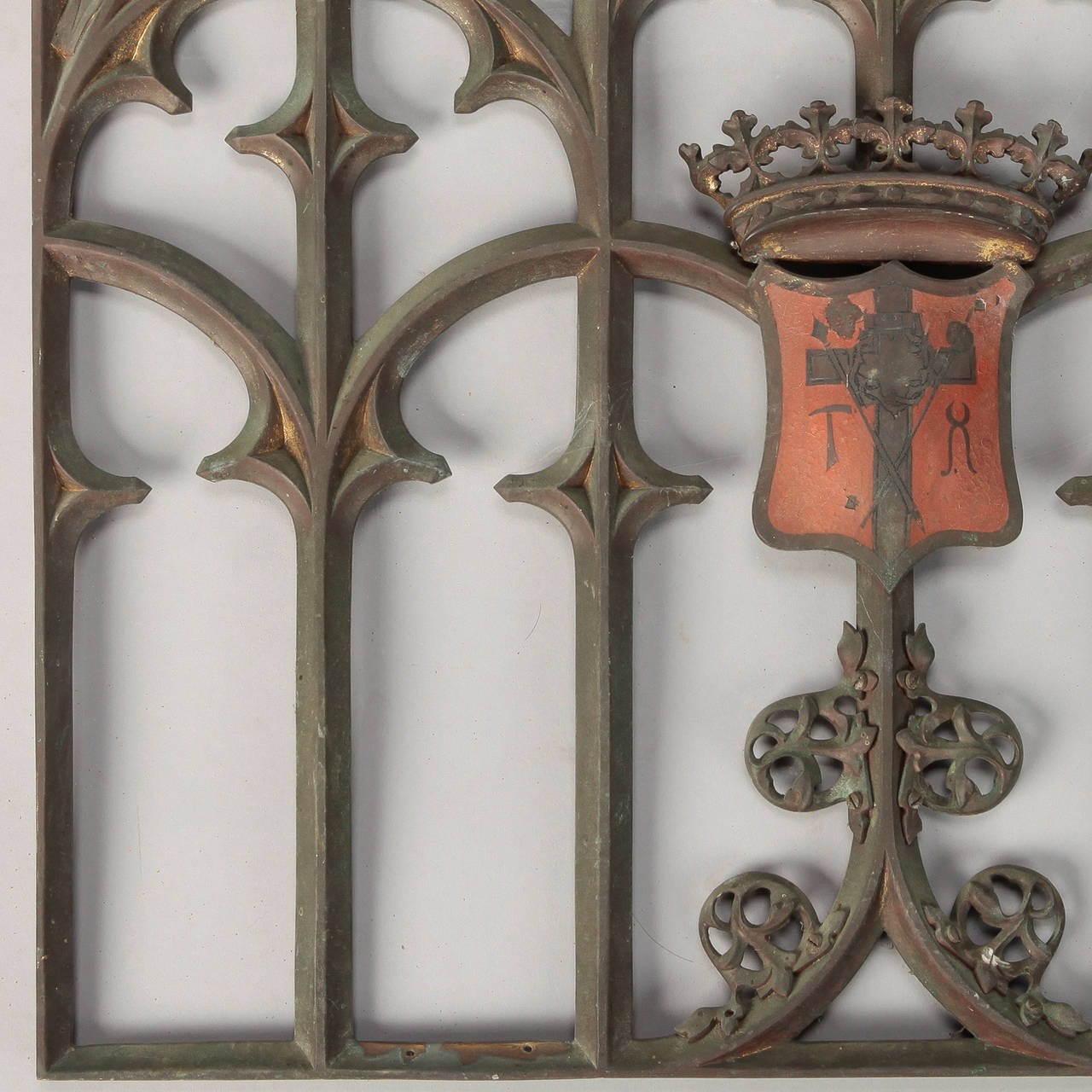 French 19th Century Gothic Iron and Bronze Architectural Grate