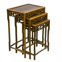 Antique Set of 3 Asian Style Edwardian Nesting Tables