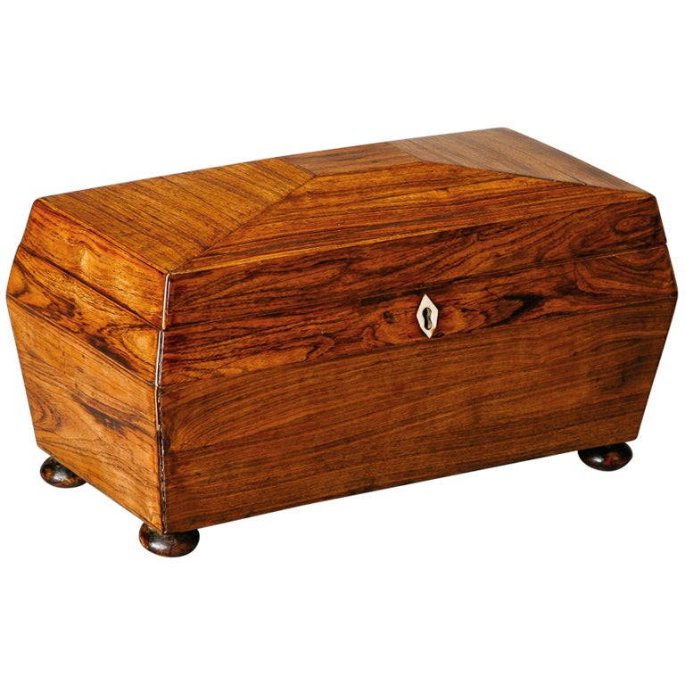 Rosewood Tea Caddy with Ivory Escutcheons at 1stdibs