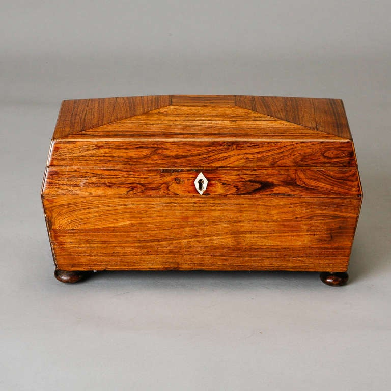 Rosewood Tea Caddy with Ivory Escutcheons at 1stdibs