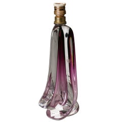 Val Saint Lambert Purple Glass Table Lamp