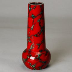 French Art Deco Red Marbelized Art Glass Vase