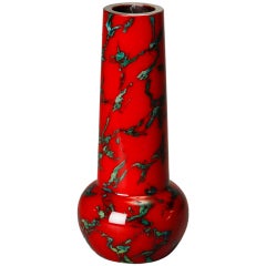 French Art Deco Red Marbelized Art Glass Vase 7