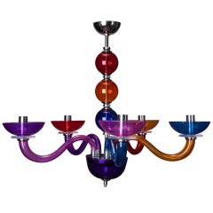 Pop Art Acrylic Multi Color Chandelier in Style of Gio Ponti