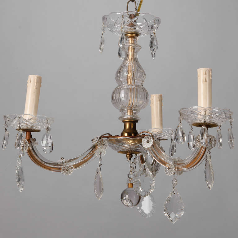 French Small Three Light Maria Theresa Chandelier