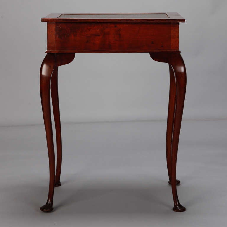 20th Century Mahogany Side Table with Leather Top and Single Drawer