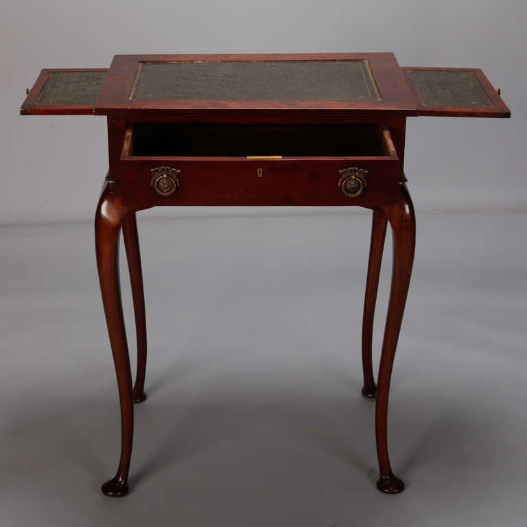 Mahogany Side Table with Leather Top and Single Drawer 1