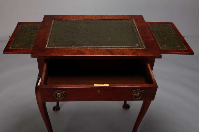 Mahogany Side Table with Leather Top and Single Drawer 2