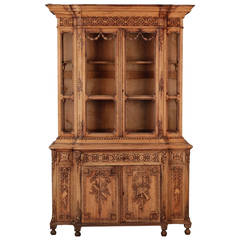 19th Century Highly Carved Bleached Oak Buffet du Corps