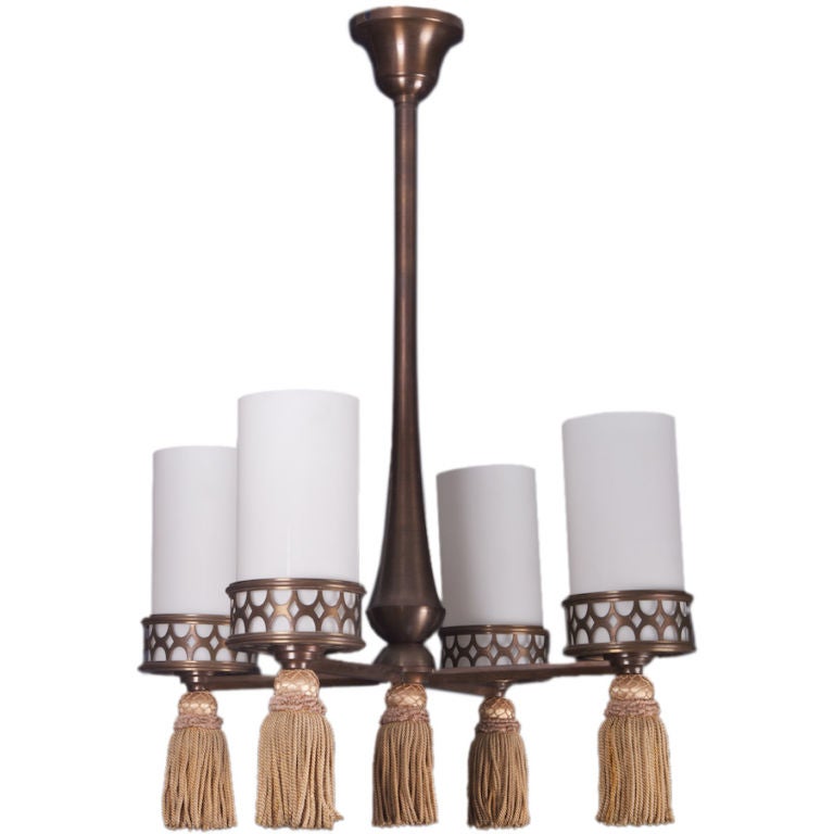 French Bronze Four Light Fixture with Tassels