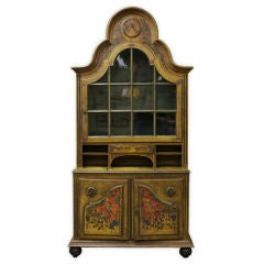 Italian Painted Bonnet Top Cabinet