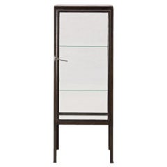 Industrial Metal and Glass Three Shelf Cabinet