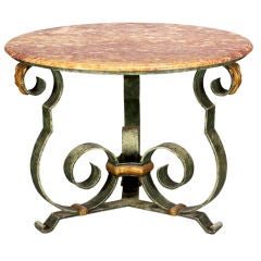 French Iron and Marble Gueridon Table